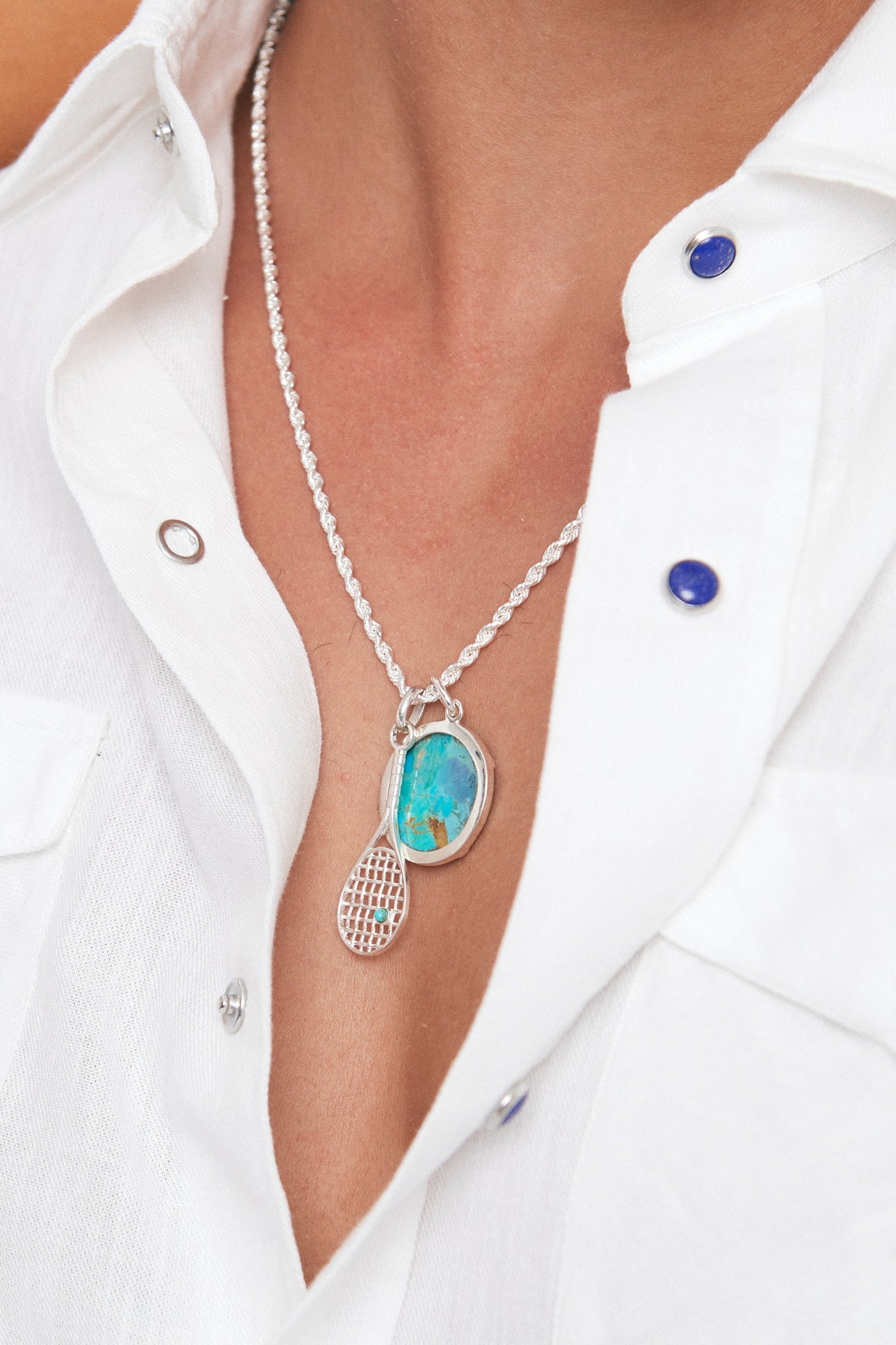 Tennis Racket Pendant Sterling silver