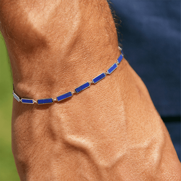 Lapis Bar Bracelet 14K White Gold - BluScarpa