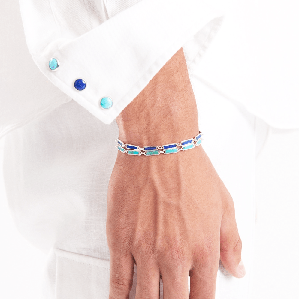Lapis Bar Bracelet 925 Sterling Silver - BluScarpa