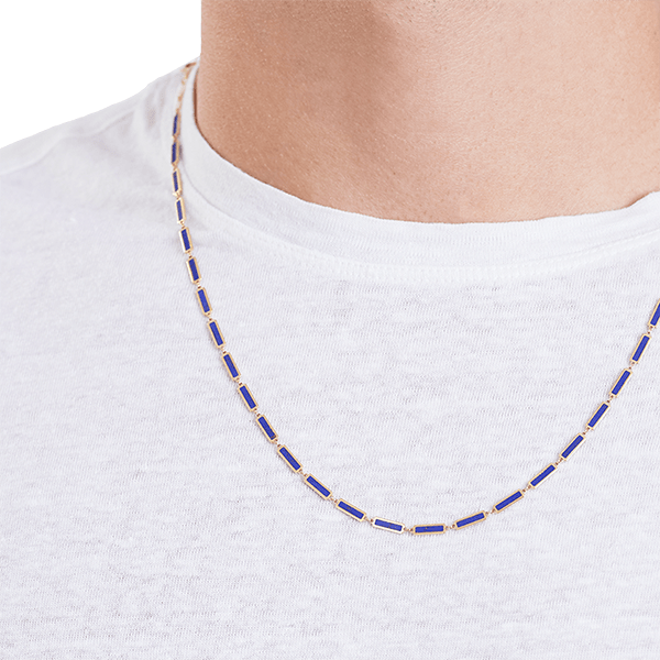 Lapis Bar Necklace 14K Yellow Gold - BluScarpa