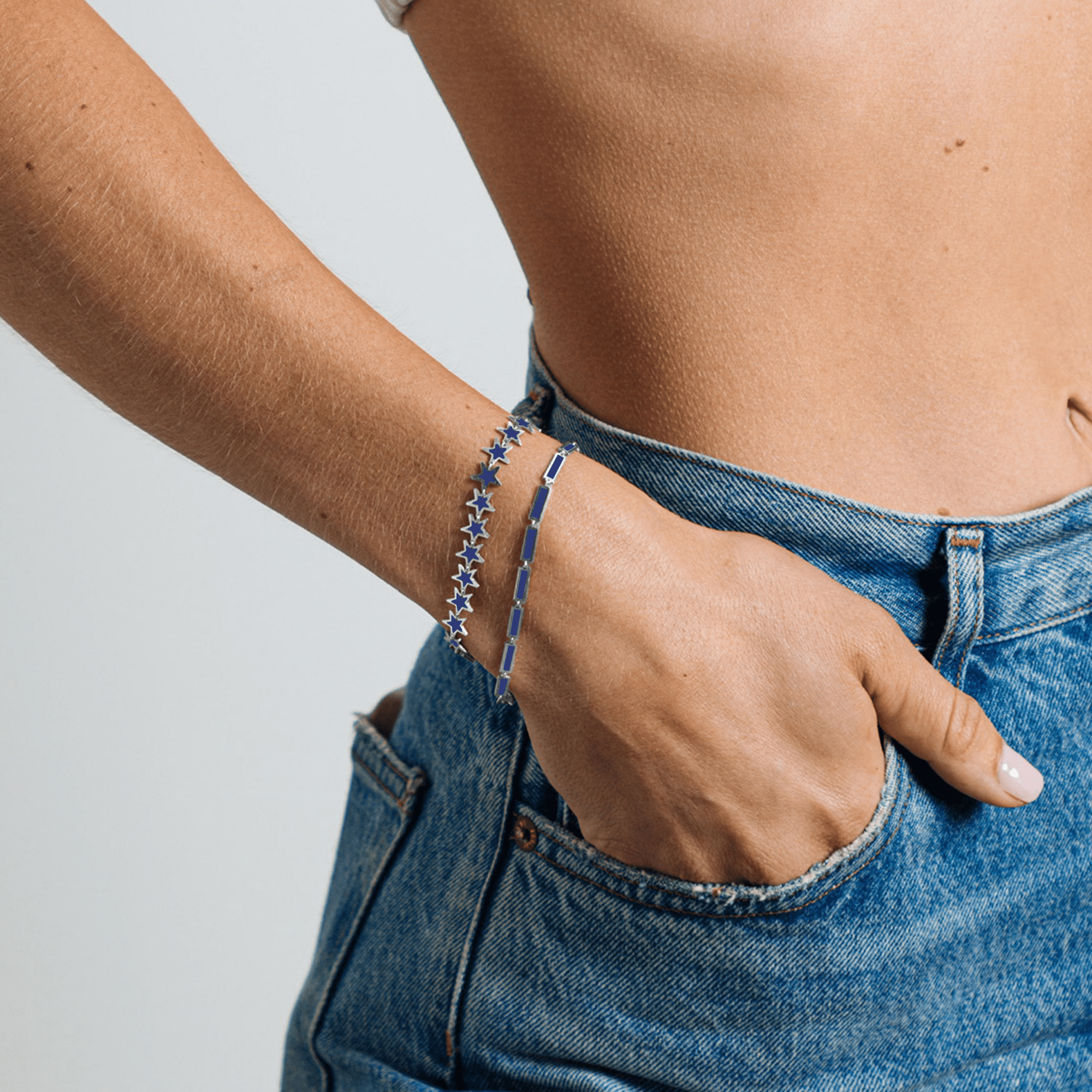 Lapis Star Bracelet 14K White Gold - BluScarpa