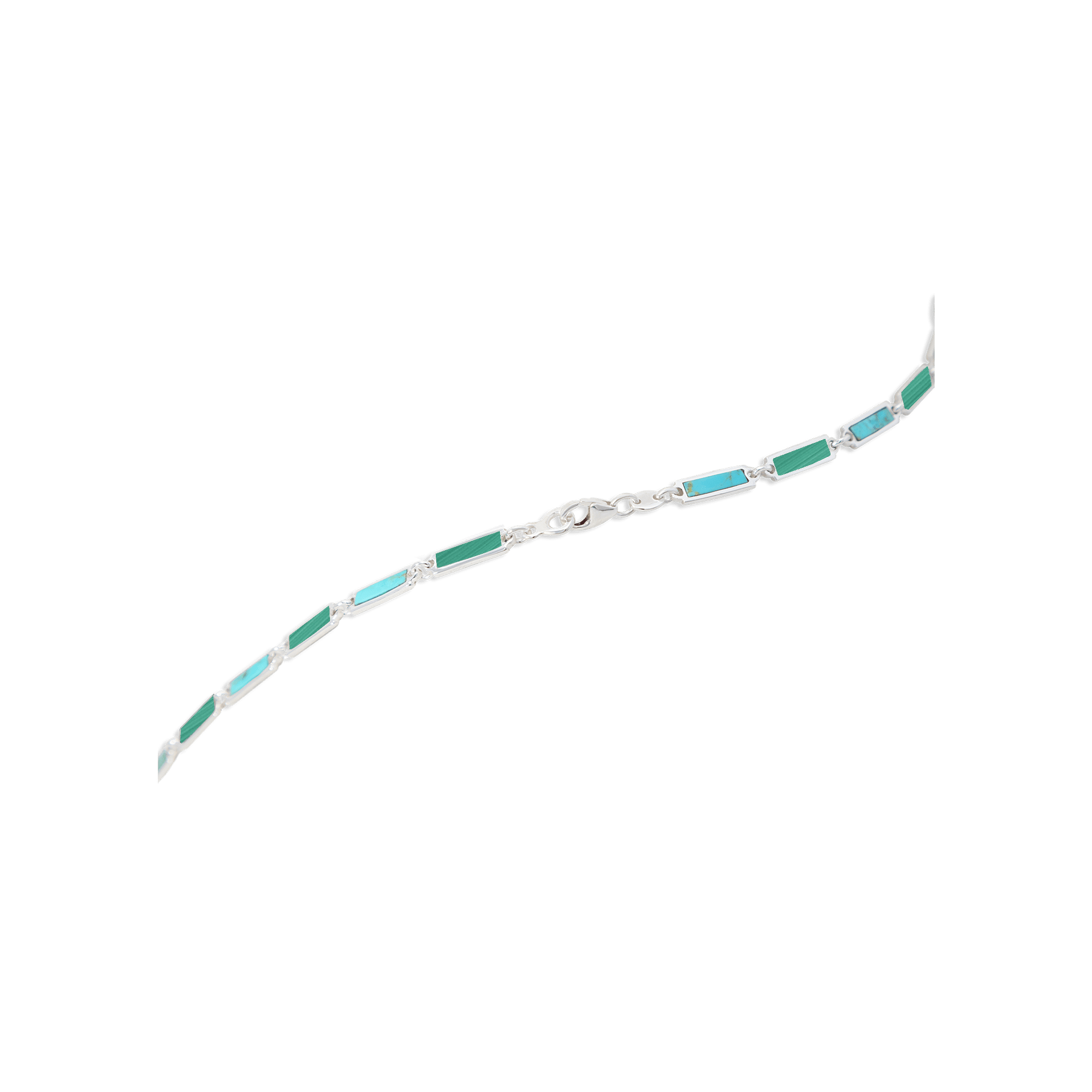 Malachite and Turquoise Bar Necklace | 925 Sterling Silver - BluScarpa