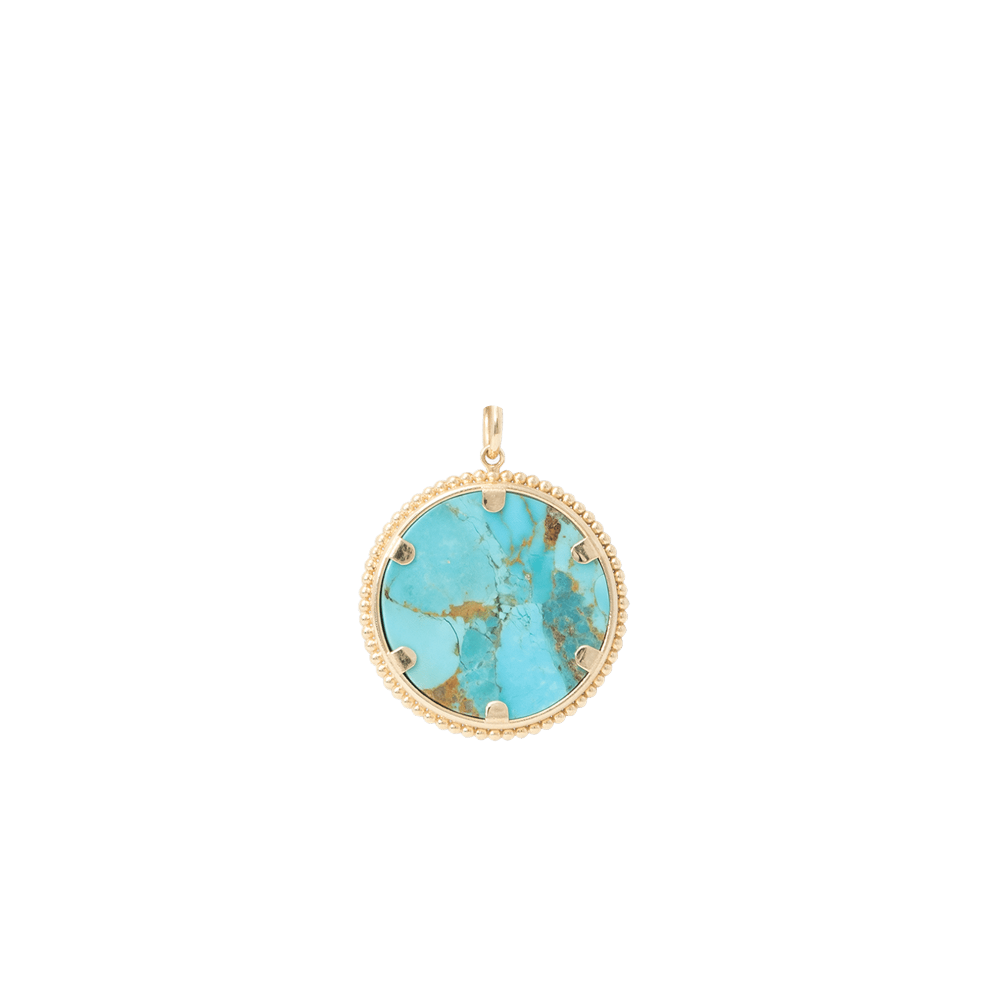 Malachite and Turquoise Moneta Pendant | 14K Yellow Gold - BluScarpa