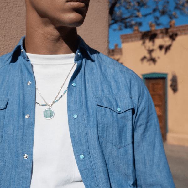 Malachite and Turquoise Moneta Pendant | 925 Sterling Silver - BluScarpa