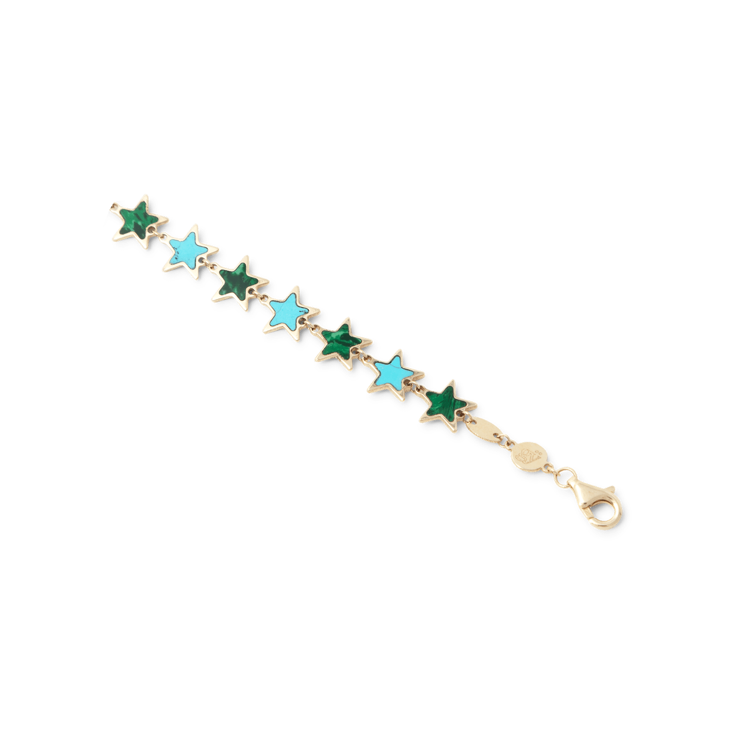 Malachite and Turquoise Star Bracelet | 14K Yellow Gold – BluScarpa Malachite and Turquoise Star Bracelet | 14K Yellow Gold – BluScarpa