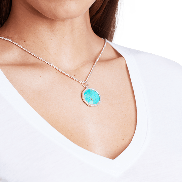Onyx / Turquoise Moneta Pendant Sterling Silver - BluScarpa