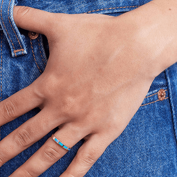 Santa Fe Ring - Turquoise 14K Yellow Gold - BluScarpa