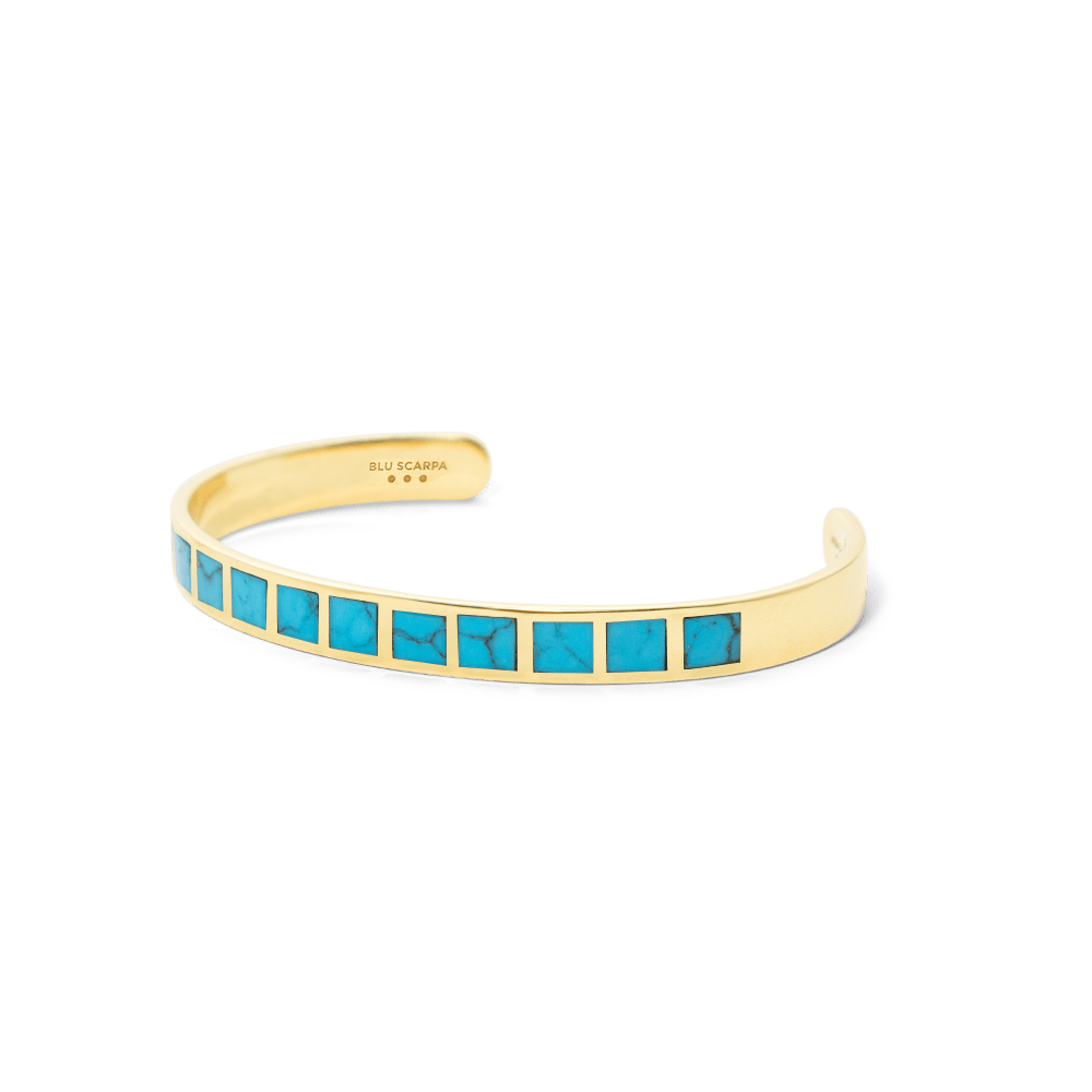Turquoise 18K Yellow Gold Cuff - BluScarpa