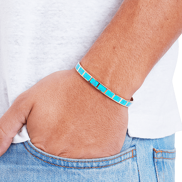 Turquoise 18K Yellow Gold Cuff - BluScarpa