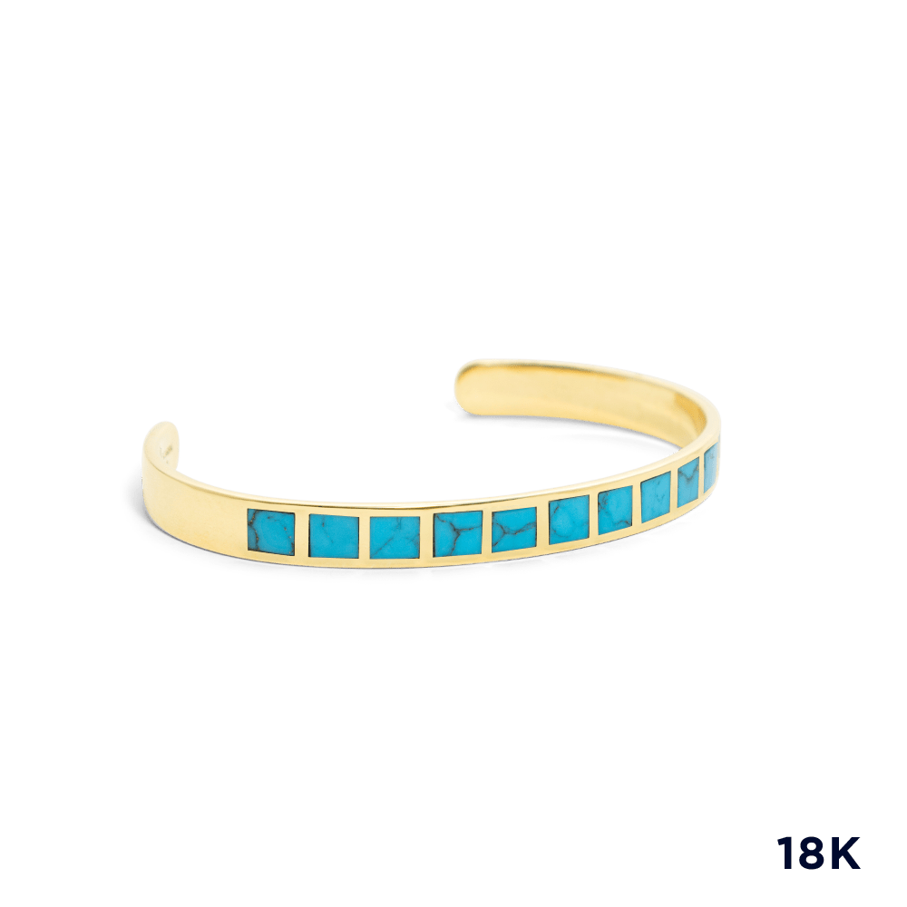 Turquoise 18K Yellow Gold Cuff - BluScarpa