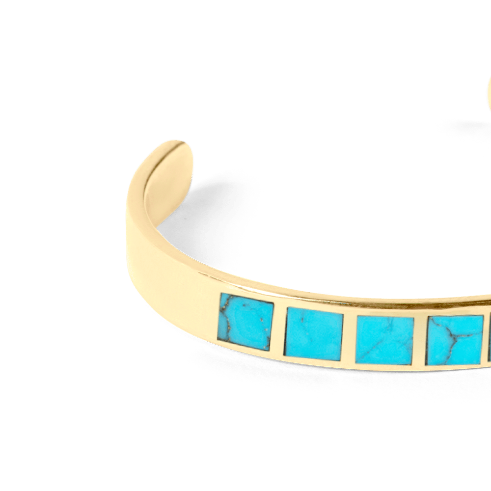 Turquoise 18K Yellow Gold Cuff - BluScarpa