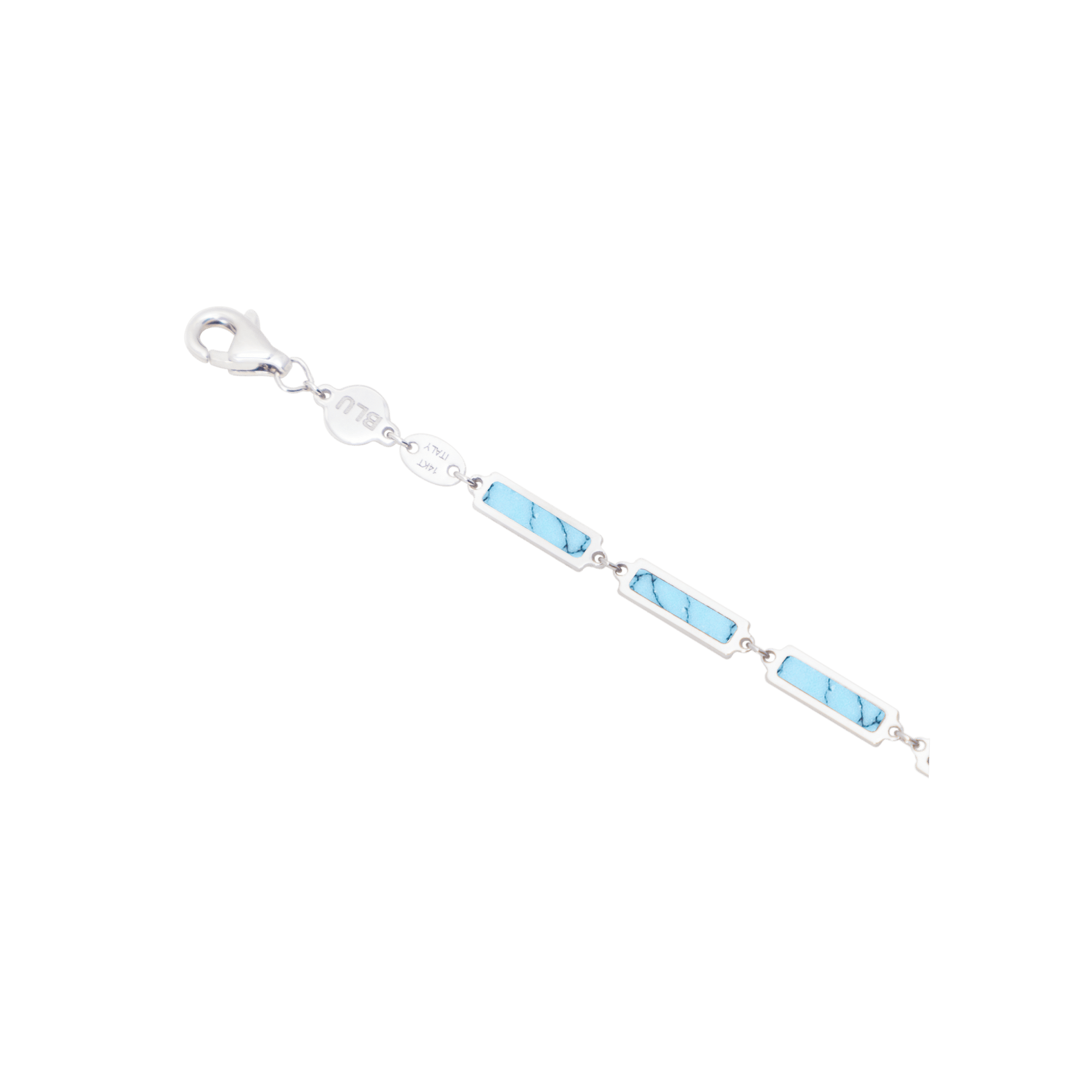 Turquoise Bar Bracelet 14K White Gold - BluScarpa