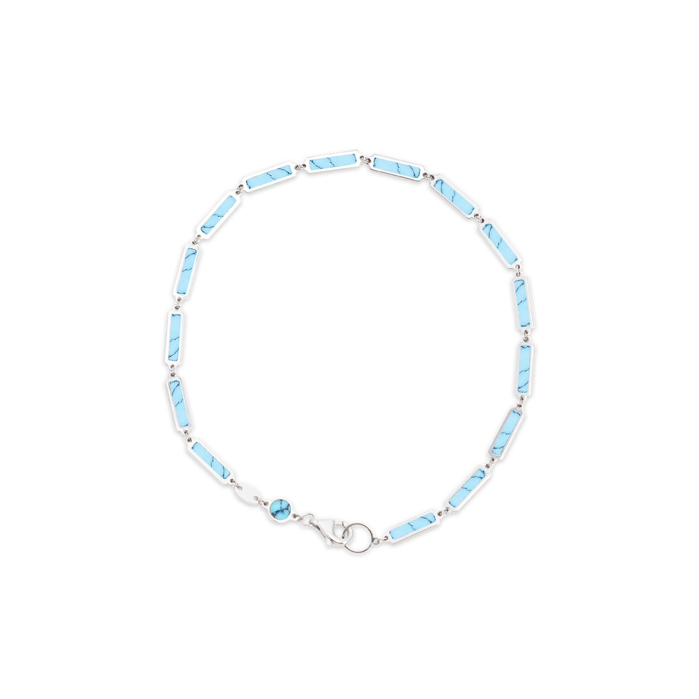 Turquoise Bar Bracelet 14K White Gold - BluScarpa