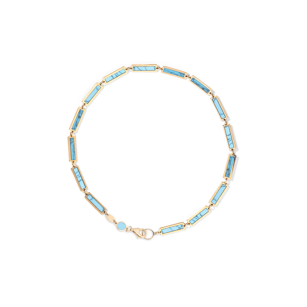 Turquoise Bar Bracelet 14K Yellow Gold - BluScarpa