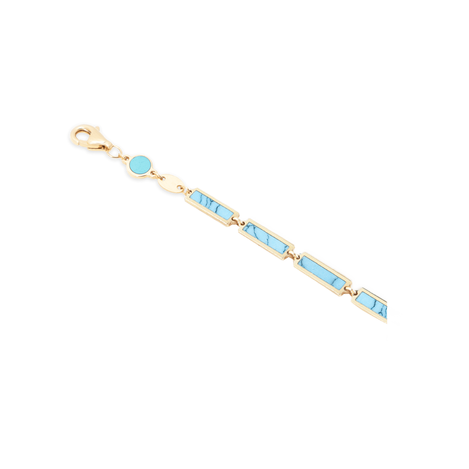 Turquoise Bar Bracelet 14K Yellow Gold - BluScarpa