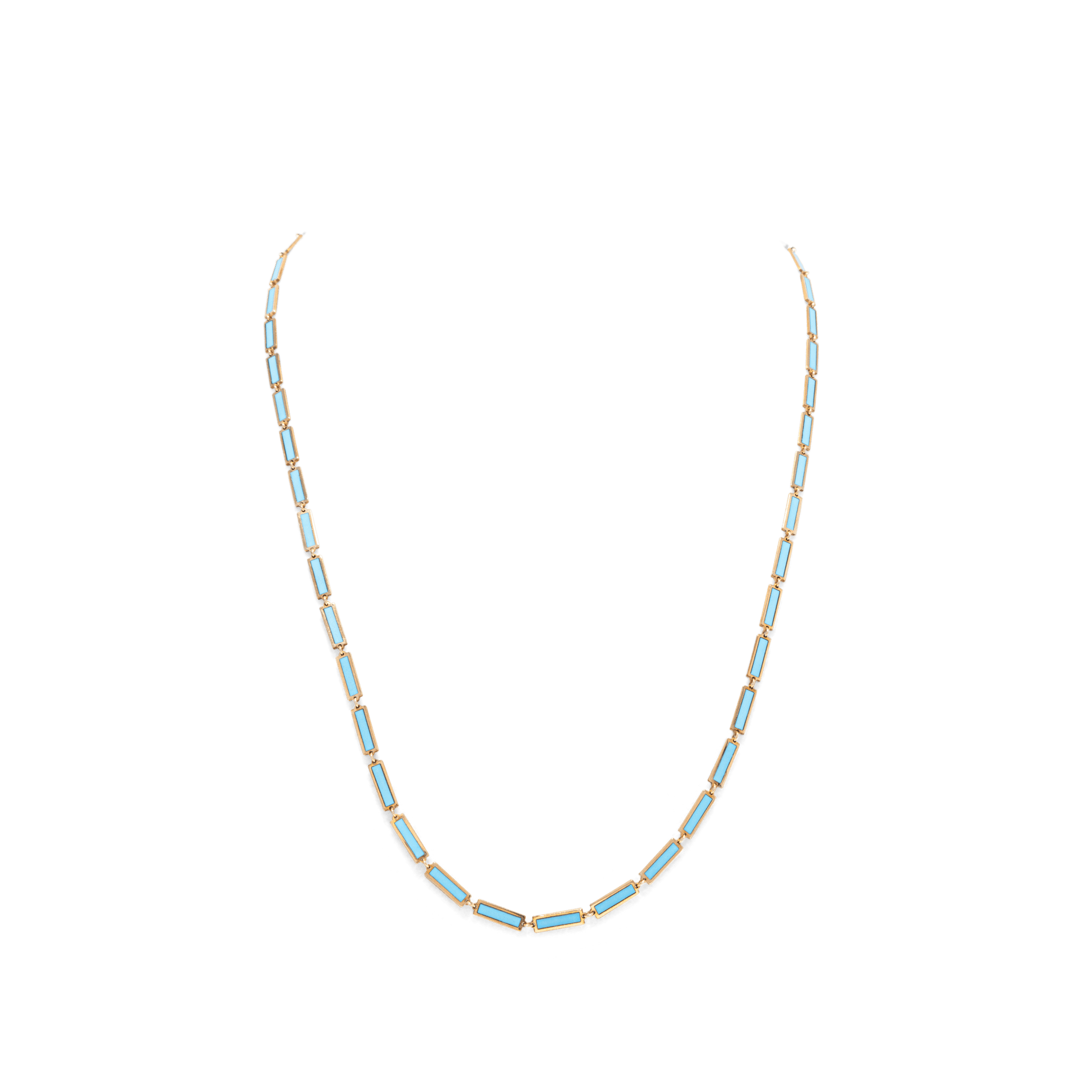 Turquoise Bar Necklace 14K Yellow Gold - BluScarpa