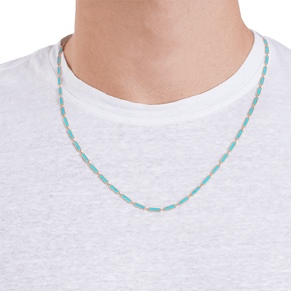 Turquoise Bar Necklace 14K Yellow Gold - BluScarpa