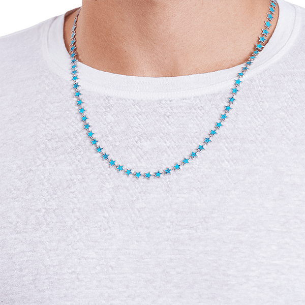 Turquoise Star Necklace 14K White Gold - BluScarpa