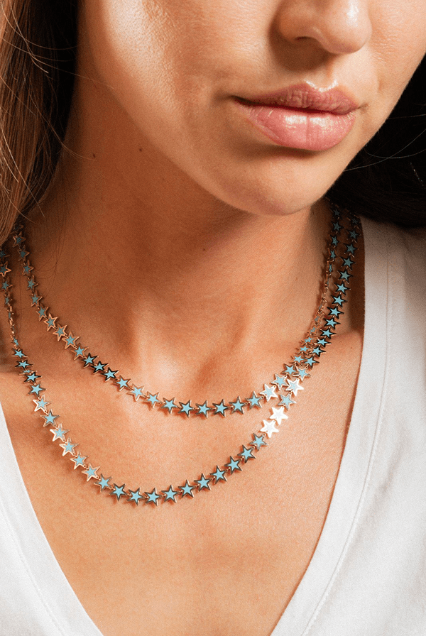 Turquoise Star Necklace 14K Yellow Gold - BluScarpa