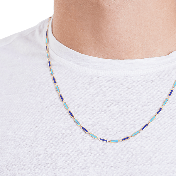 Two Tone Bar Necklace 14K Yellow Gold - BluScarpa