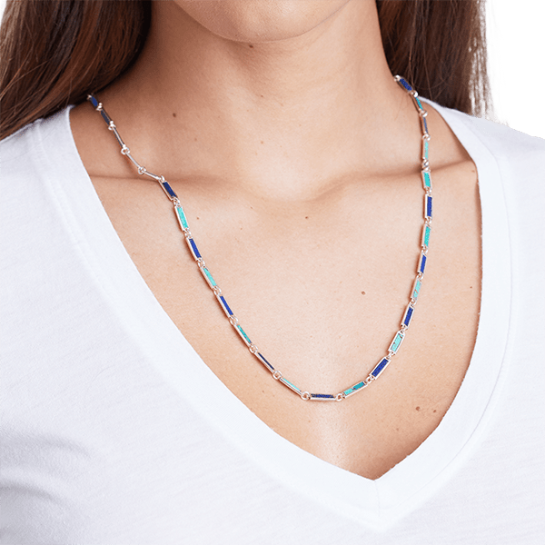 Two Tone Bar Necklace Sterling Silver - BluScarpa