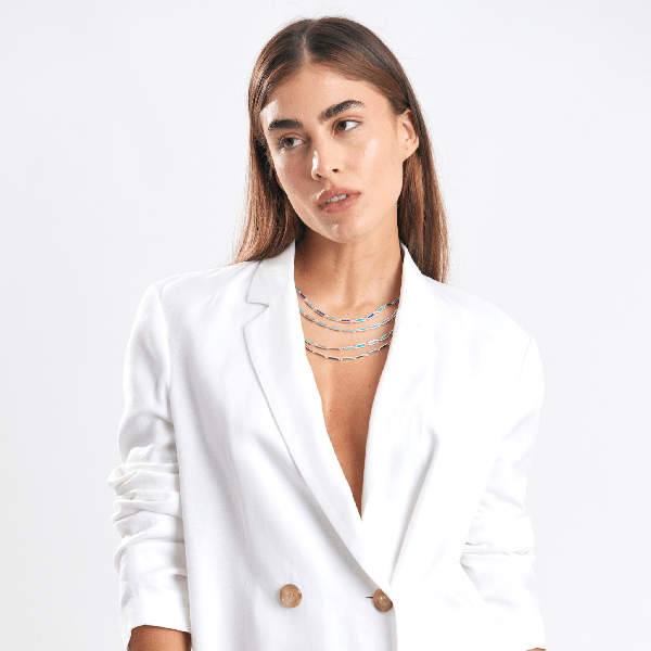 Two Tone Bar Necklace Sterling Silver - BluScarpa
