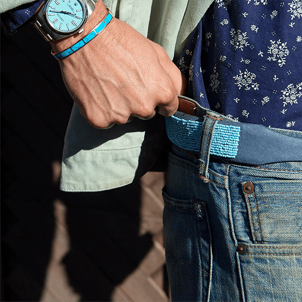 Versailles - Turquoise Beads / Vintage Blu Suede - BluScarpa