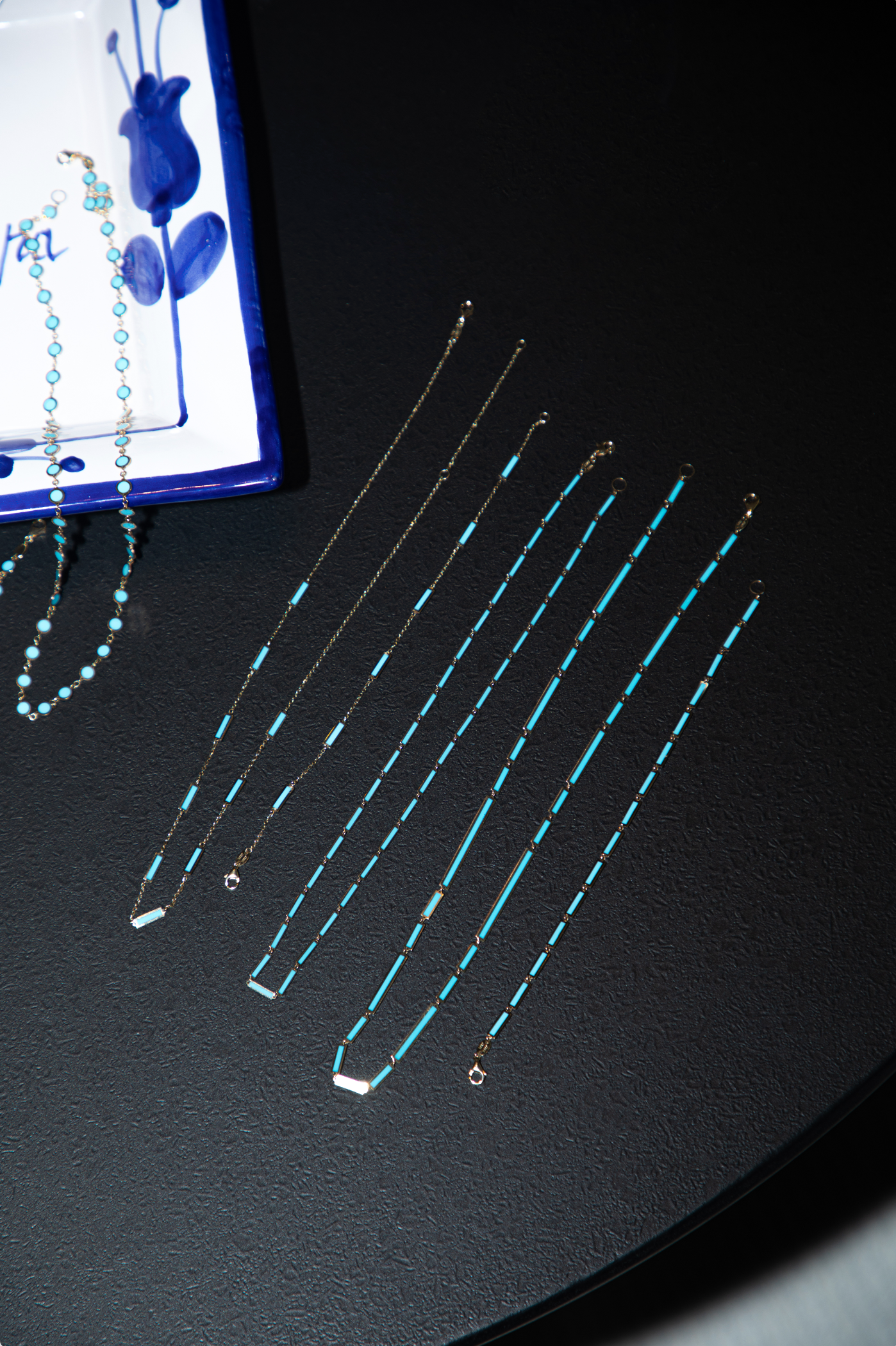 Turquoise Bar Choker Necklace 14K Yellow Gold