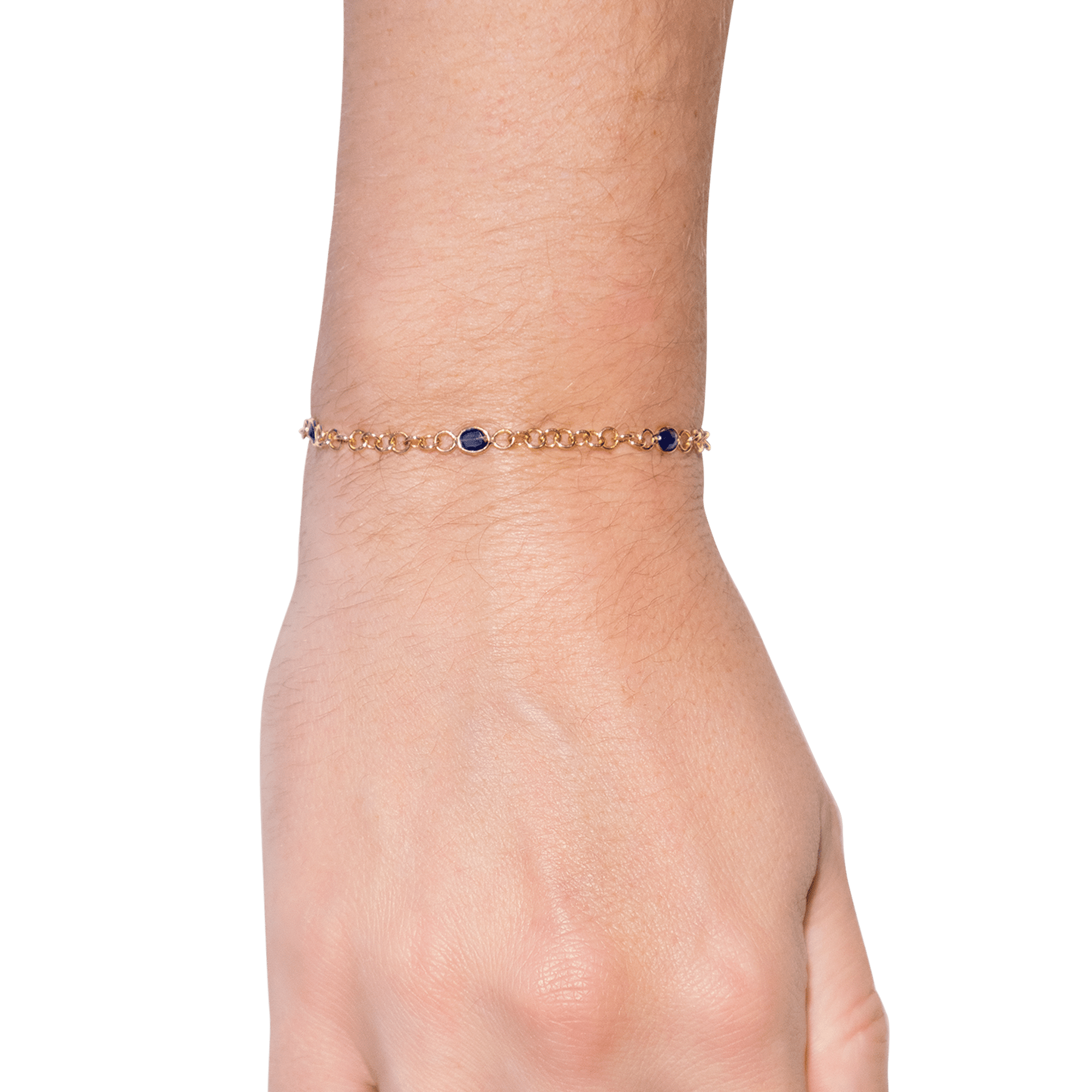18k Yellow Gold Sapphire Link Bracelet - BluScarpa