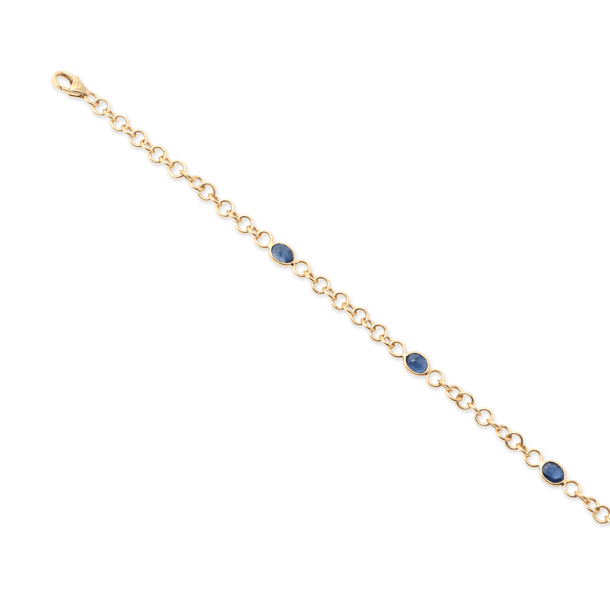 18k Yellow Gold Sapphire Link Bracelet - BluScarpa