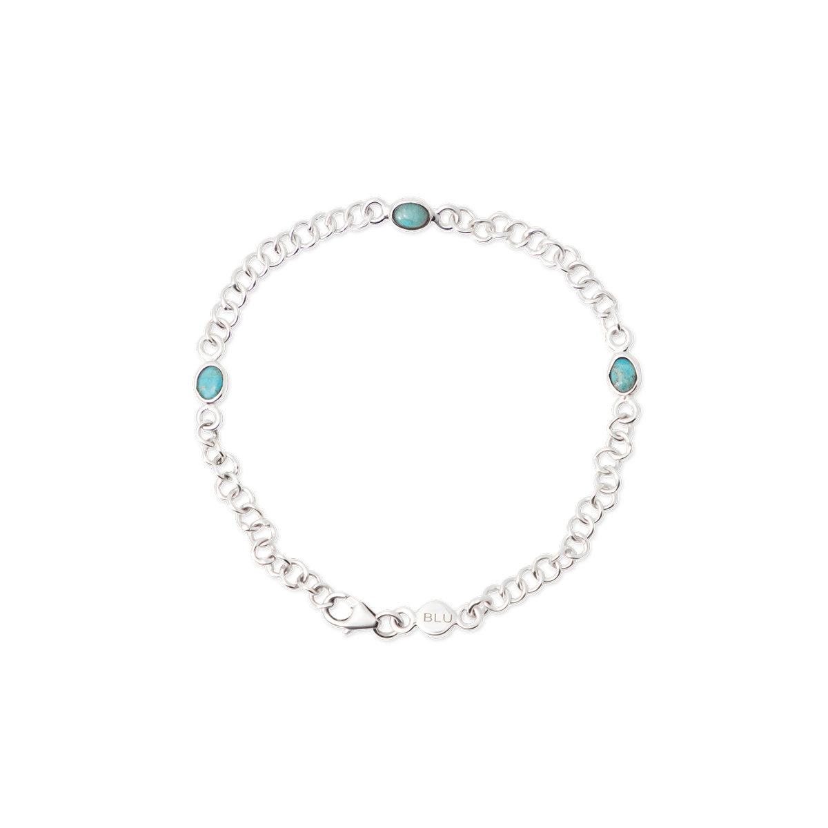 925 Sterling silver Turquoise Link Bracelet - BluScarpa