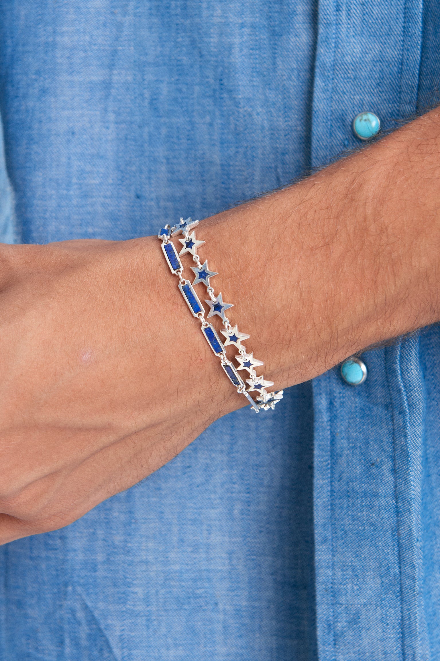 Lapis Bar Bracelet 925 Sterling Silver