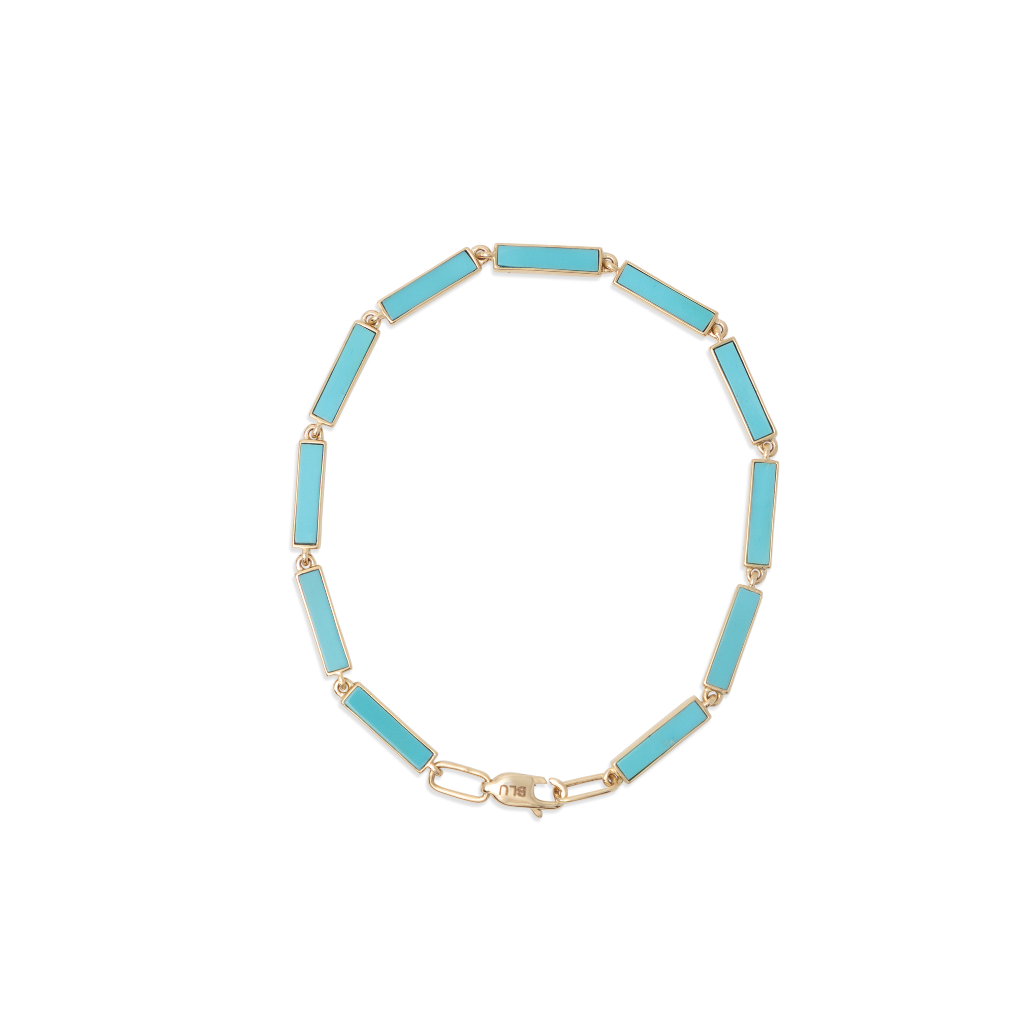 Turquoise Bar Bracelet 18K Yellow Gold XL