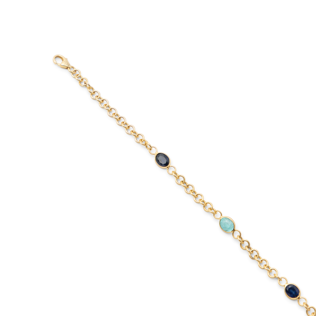 18k Yellow Gold Paraiba &amp; Sapphire  Link Bracelet
