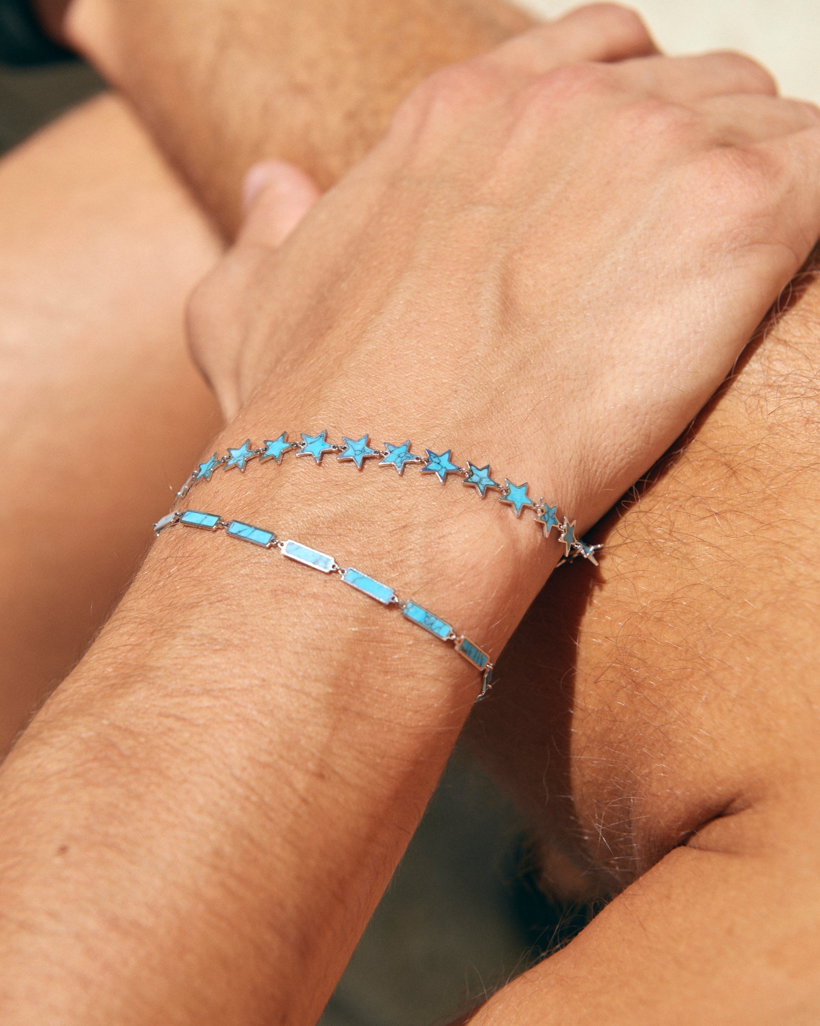 Turquoise Star Bracelet 14K White Gold