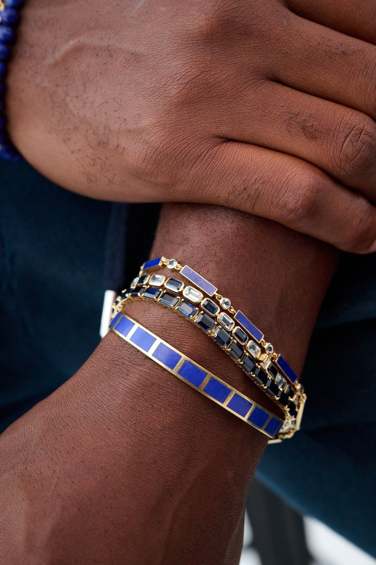Aquamarine and Sapphire Two-Tone Tennis Bracelet – 9 Carats - BluScarpa