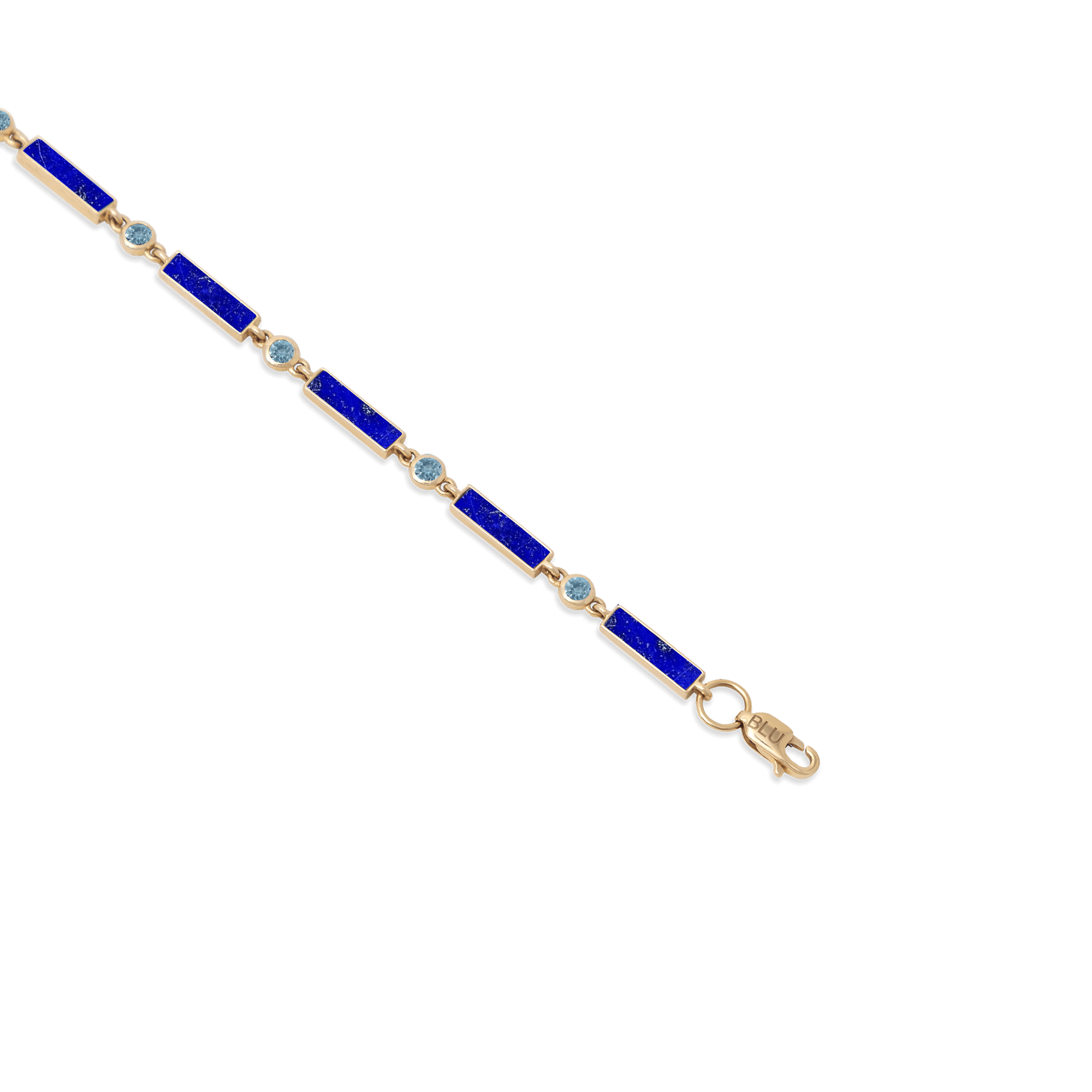 Aquamarine x Lapis Bar Bracelet 18K Yellow Gold - BluScarpa