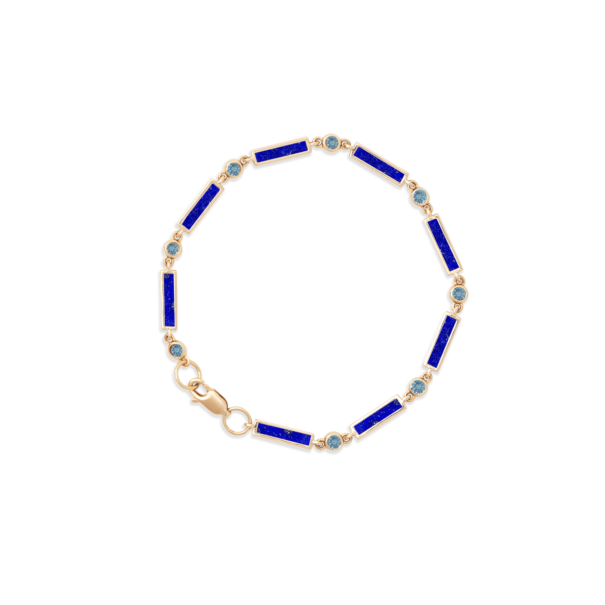 Aquamarine x Lapis Bar Bracelet 18K Yellow Gold - BluScarpa