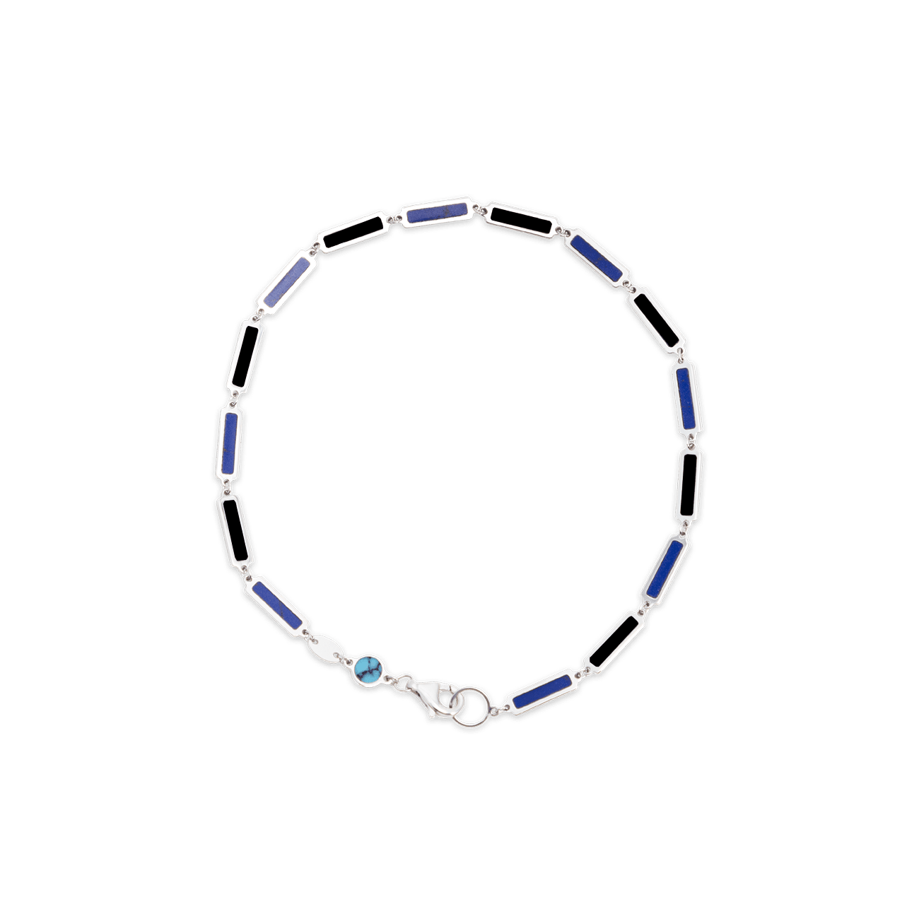 Blu Scarpa x Jake Woolf Bar Bracelet in lapis x onyx 14K White Gold - BluScarpa