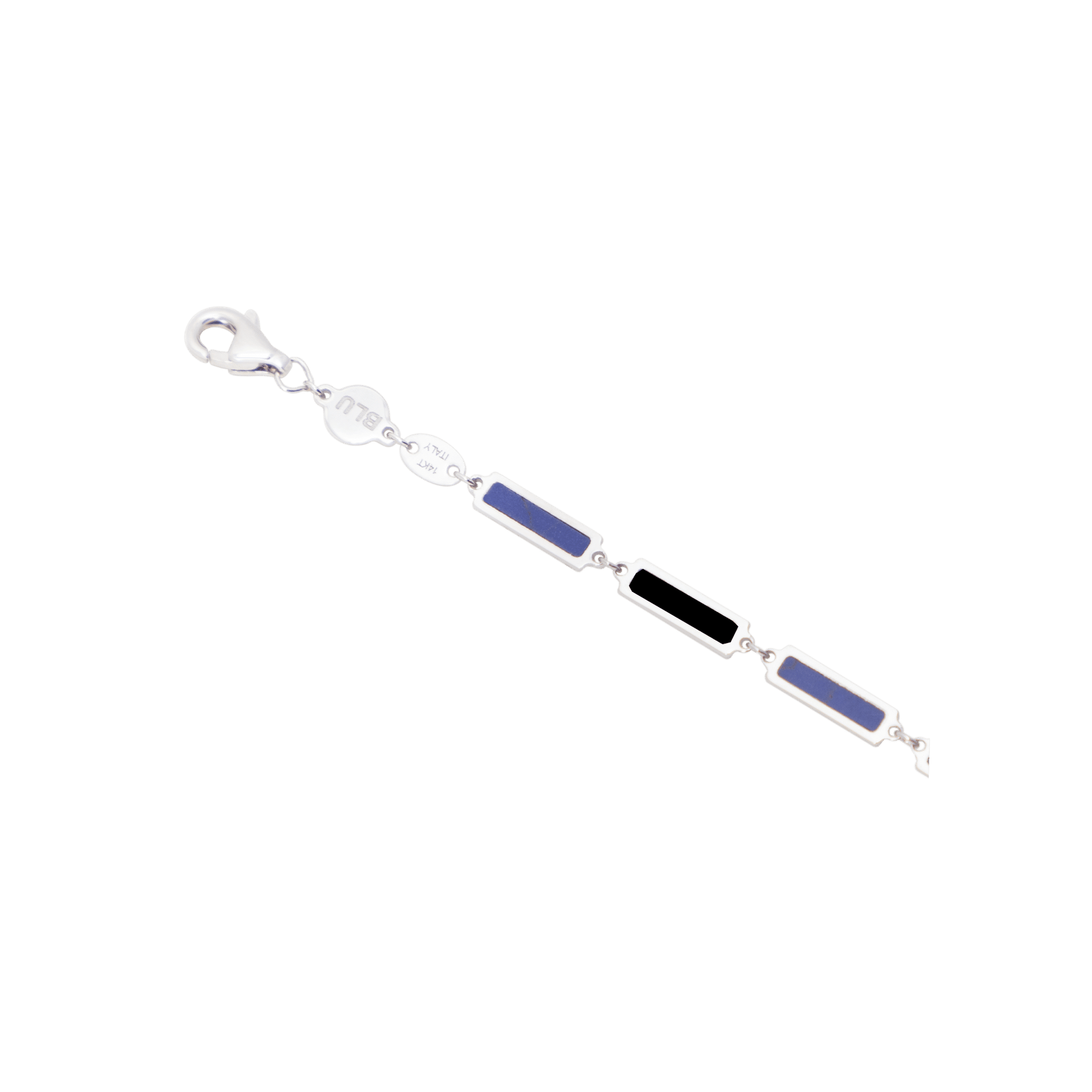 Blu Scarpa x Jake Woolf Bar Bracelet in lapis x onyx 14K White Gold - BluScarpa