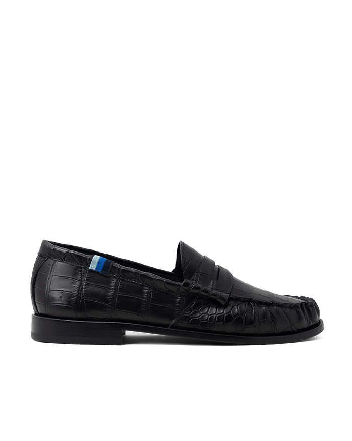 Blu Scarpa x Jake Woolf Crocodile Nero College Loafers - BluScarpa