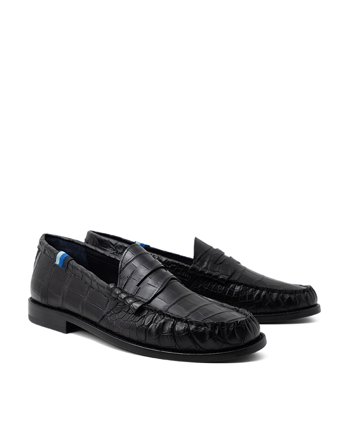 Blu Scarpa x Jake Woolf Crocodile Nero College Loafers - BluScarpa
