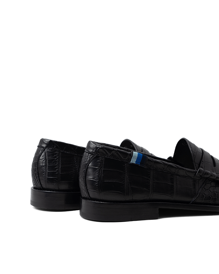 Blu Scarpa x Jake Woolf Crocodile Nero College Loafers - BluScarpa
