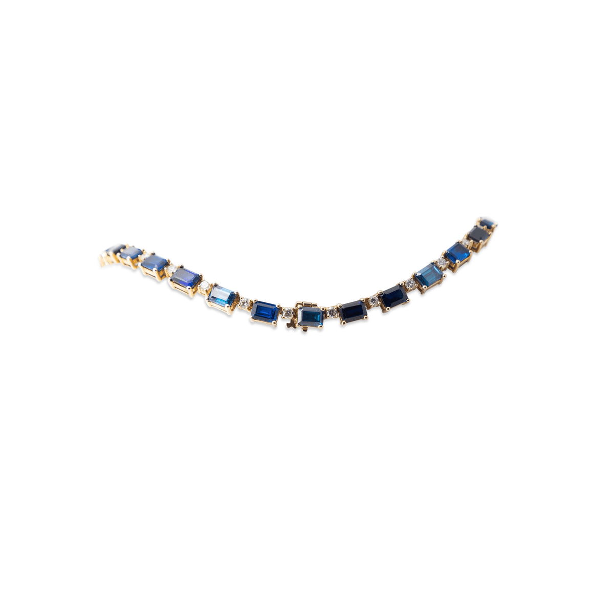 Blu Tricolore Sapphire Emerald-Cut Tennis Necklace – 30 carats - BluScarpa