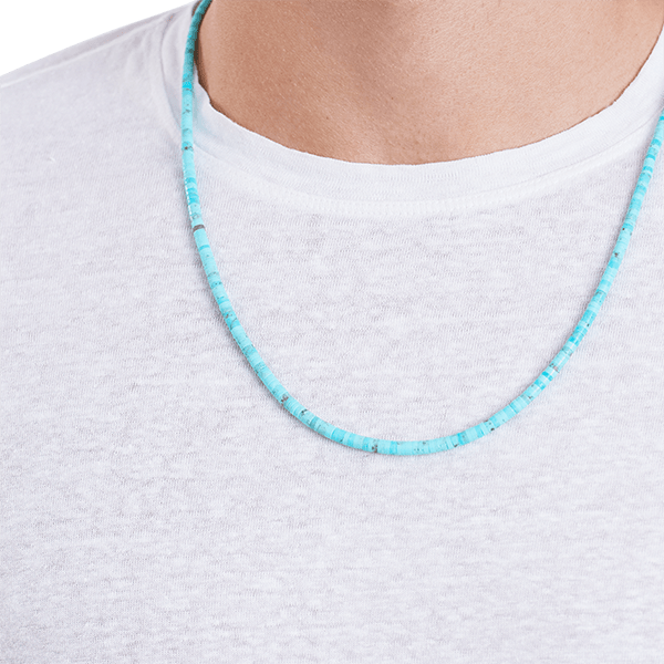 Heishi Turquoise Necklace - 24&quot; / 14k gold - BluScarpa