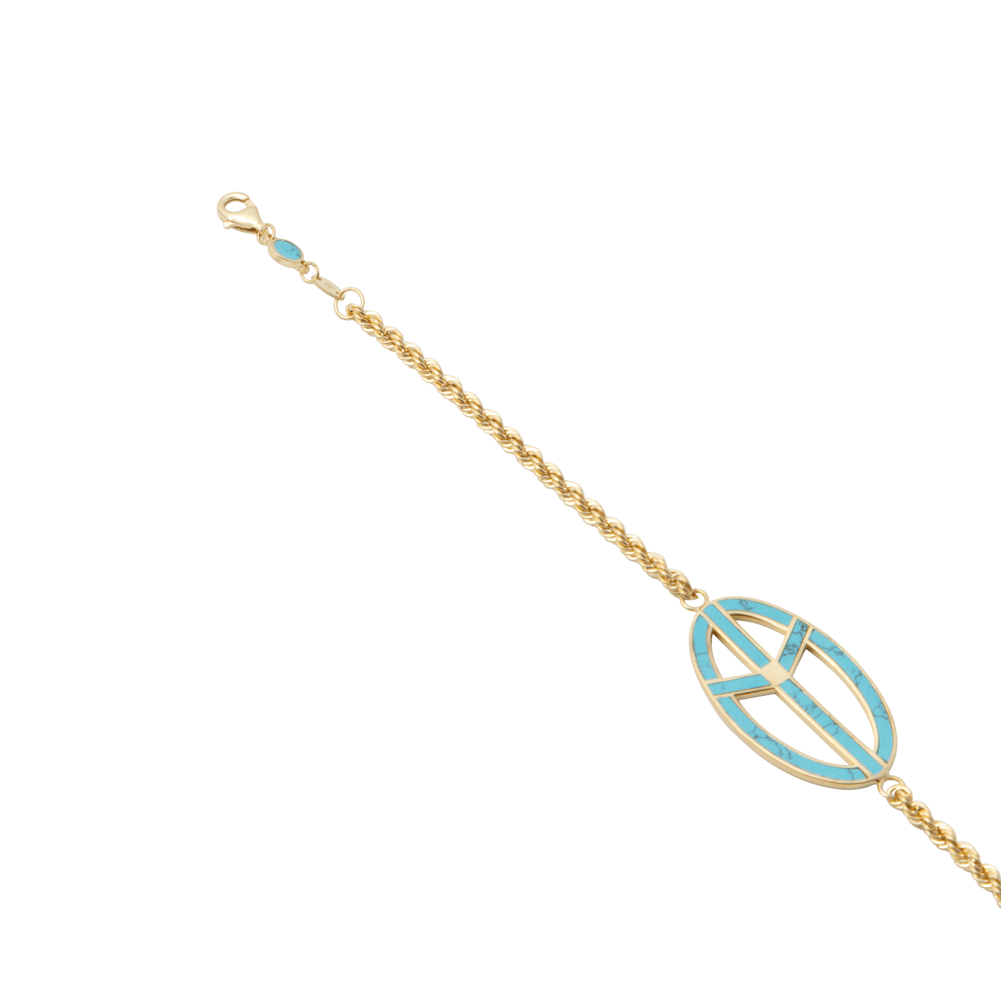 JO peace love Turquoise bracelet 18k Yellow Gold - BluScarpa
