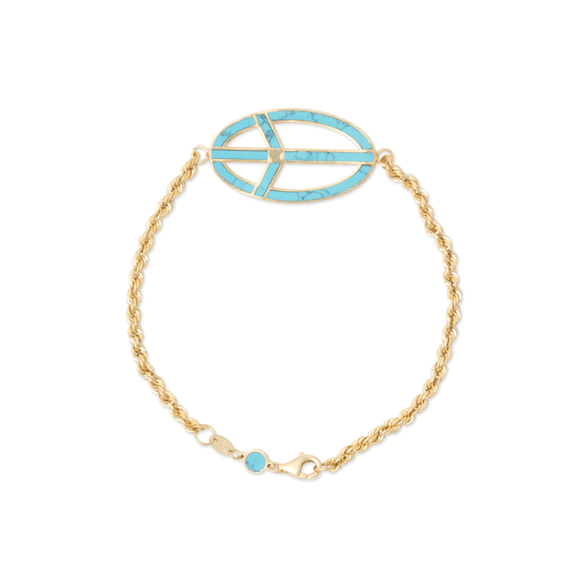JO peace love Turquoise bracelet 18k Yellow Gold - BluScarpa