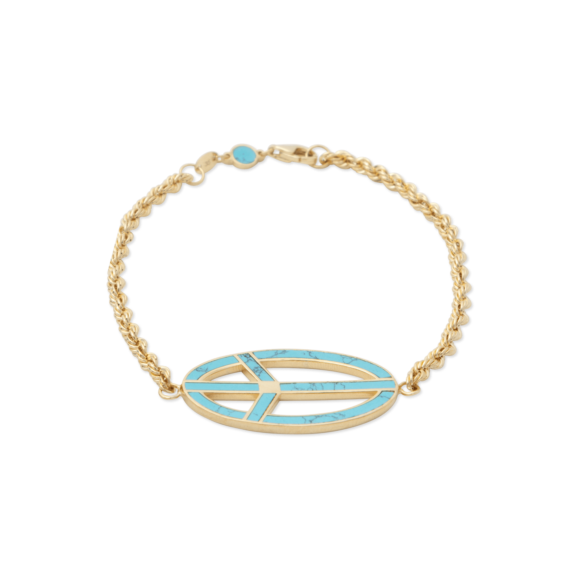 JO peace love Turquoise bracelet 18k Yellow Gold - BluScarpa