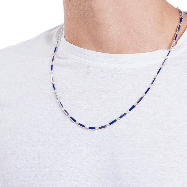 Lapis Bar Necklace Sterling Silver - BluScarpa