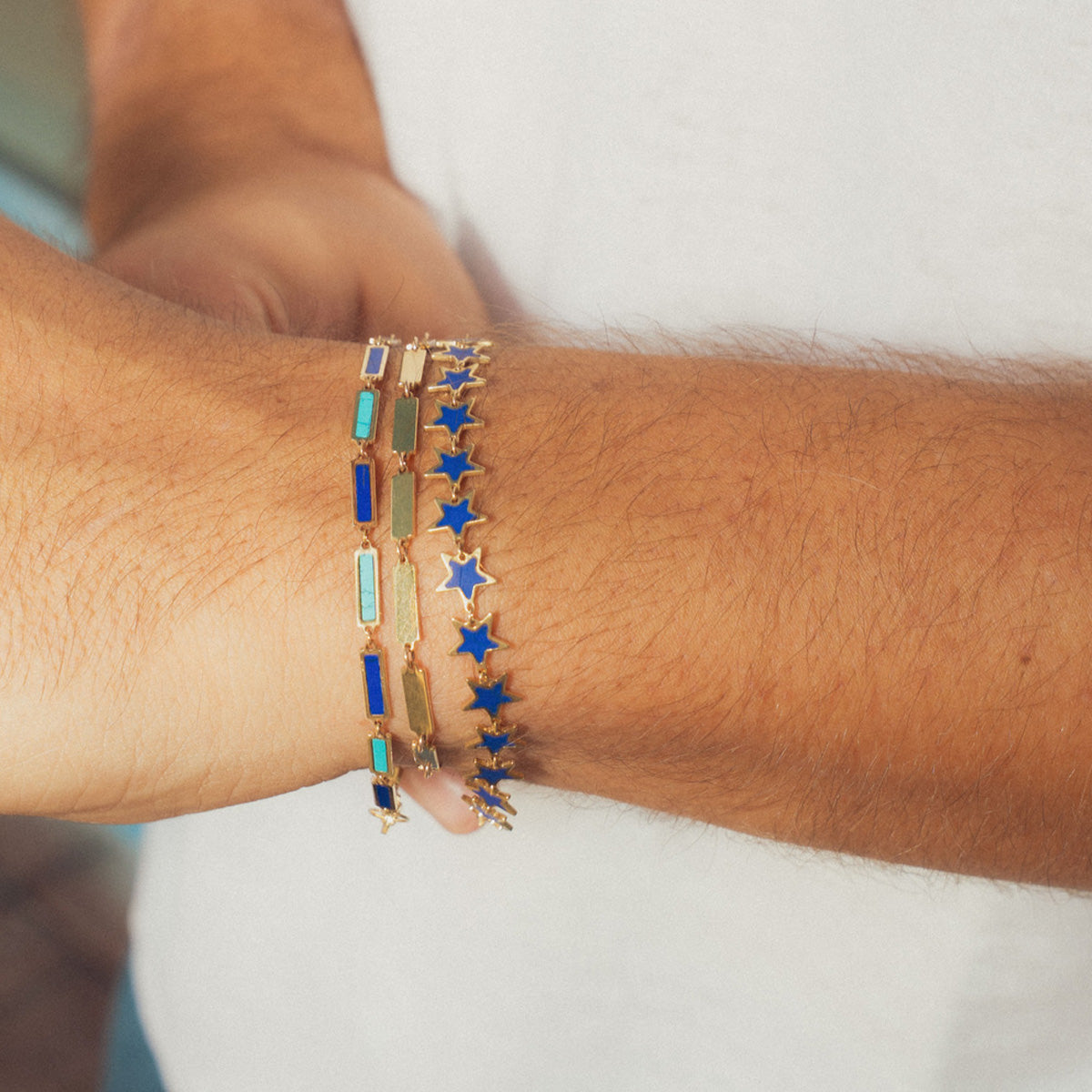 Lapis Star Bracelet 14K Yellow Gold